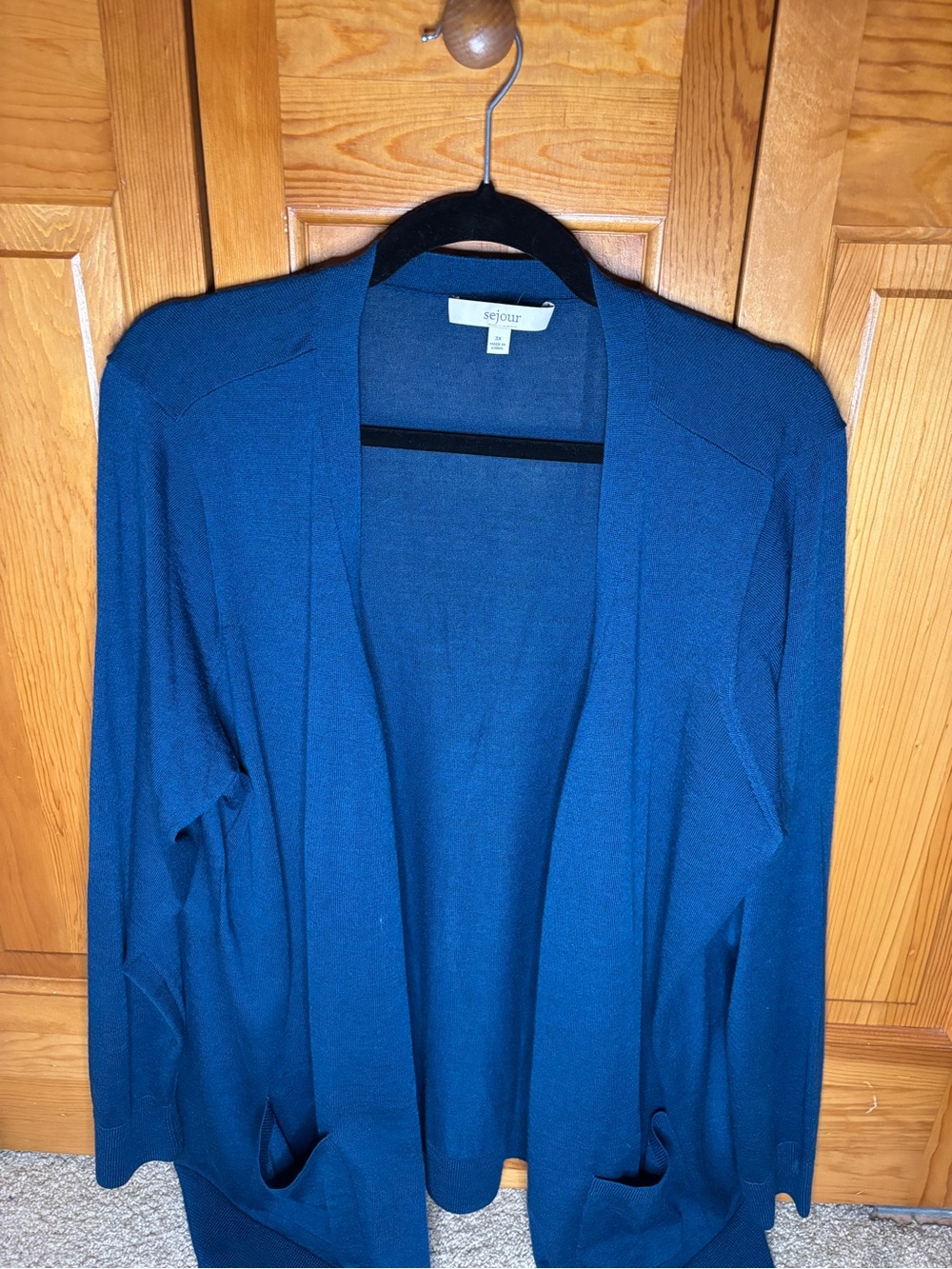 Sejour Open-Front Cardigan Sweater in Teal Blue